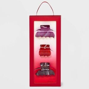 ⭐️ A New Day Hair Clip Trio - Purple, Red, Gray